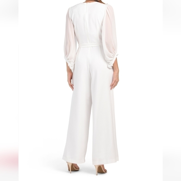 DONNA Ricco Long Sleeve Belted Wrap Jumpsuit - Picture 4 of 14